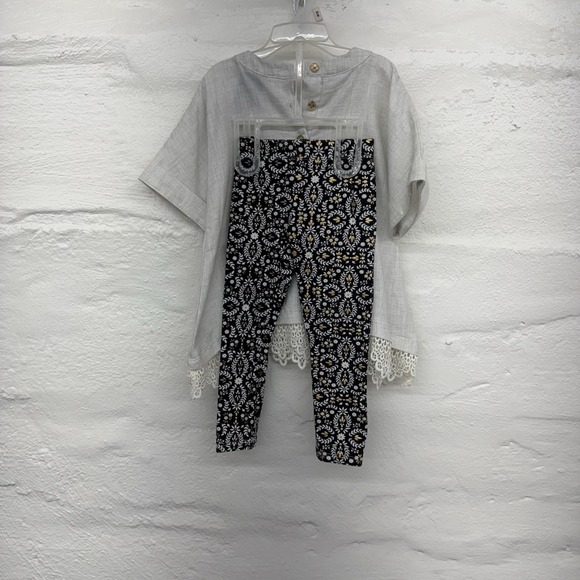 Cynthia Rowy Pant Suit Toddle 2T Dressy Leggins And‎ Linen Look Top Embrodery - Picture 5 of 5